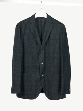 Boglioli Green & Black Plaid Wool-Blend Tweed K-Jacket Blazer